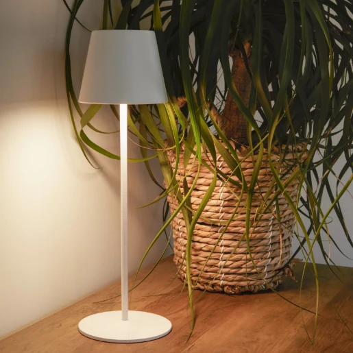 White Rechargeable USB Table Lamp Warm White & RGB