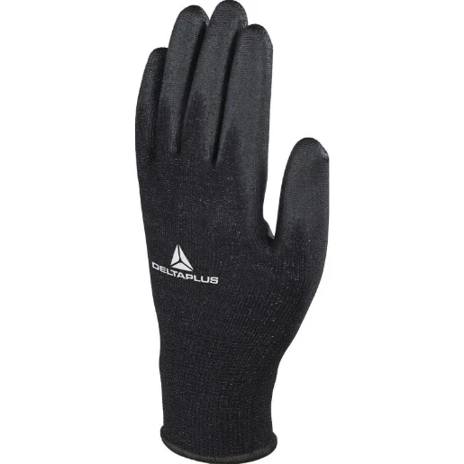 Black Polyester Knitted Glove / Pu Palm Size 9