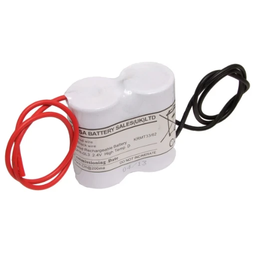 2.4V 4Ah Ni-Cd YU-Lite Emergency Lighting 2x D Battery Pack Flying Leads, No Connector Side-Side