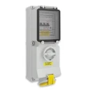 Industrial Power Socket RCD Switch Interlocked Surface 2P+E 32A 110V IP44 Yellow