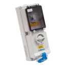 Industrial Power Socket RCD Switch Interlocked Surface 2P+E 32A 230V IP44 Blue