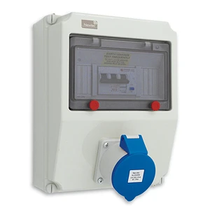 Industrial Power Socket RCD Surface Wall 2P+E 32A 30mA 230V IP44 Blue