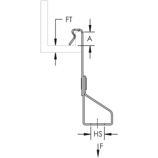 J-TI/T Rod to C Purlin Clip, Spring Steel, 8 mm Hole, Threaded, 4.0 - 6.5 mm Flange