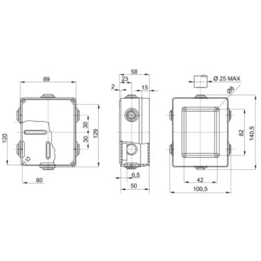 Enclosure Moulded Stepped Glands 120 x 80 x 50mm