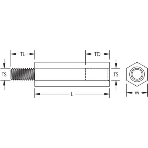Spacer Hexagonal 100mmxm6 Bichromated Galvanised Steel