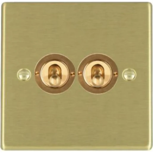 Switch Dolly 2 Gang 2 Way 10A 88X88mm Satin Brass