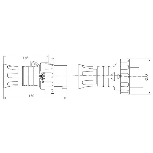 Plug 3P+N+E 6H 16A 400V 50/60Hz Red Halogen Free Plastic IP66/