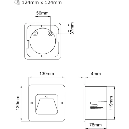 Wall Light Recessed 3.5W xanthracite 3000K Warm White LED