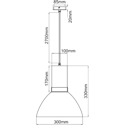 Pendant Clear Shade 26W 2150Lumen Alu 3000K Warm White Led