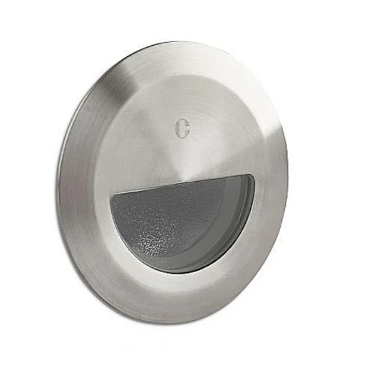 Wall Light Recessed Round Asymetrical 3000K LED IP67 2.6W 240V Stainless Steel Brushed