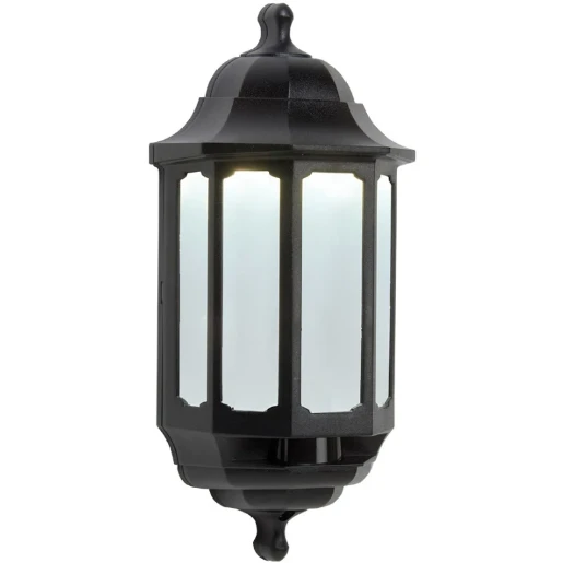 Lantern Half LED Mains 8.5W 388X182X115mm Black Opal