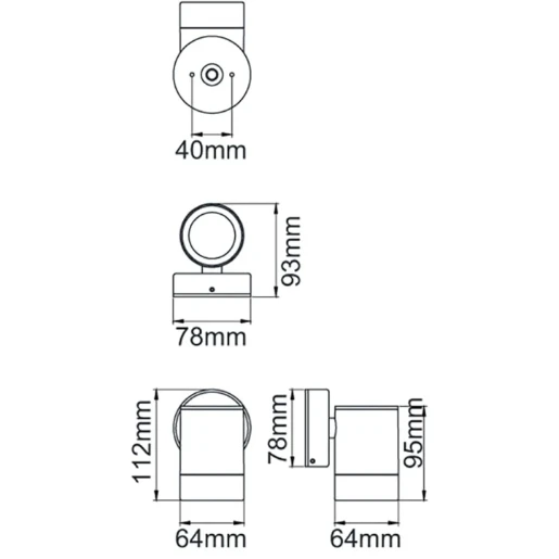 Wall Light GU10 Single PIR Black