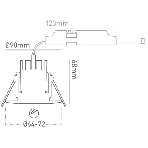 Downlight H2 Lite 55° 4000K LED Polished Chrome Mains Dim