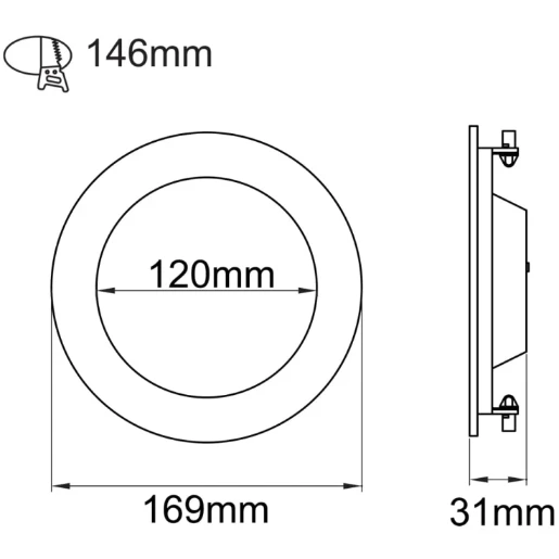 LED Panel CCT Round Emergency IP44 12W White