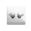 Designa 22DIM4002 2 Gang 2 Way 400W Push Dimmer Switch Polished Chrome