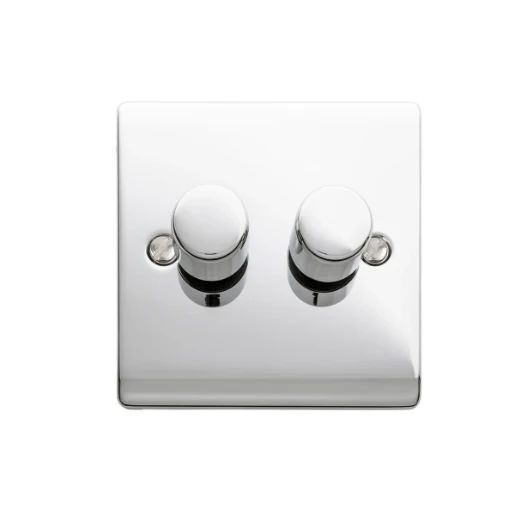 Designa 22DIM4002 2 Gang 2 Way 400W Push Dimmer Switch Polished Chrome