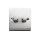 Designa 23DIM4002 2 Gang 2 Way 400W Push Dimmer Switch Satin Steel