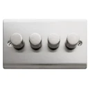 Designa 23DIM4004 4 Gang 2 Way 400W Push Dimmer Switch Satin Steel