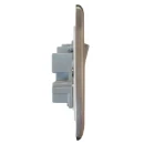 Designa 23SS132DP 2 Gang 13A Double Pole Switched Double Socket Satin Steel With White Insert