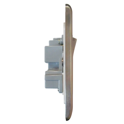 Designa 23SS132DP 2 Gang 13A Double Pole Switched Double Socket Satin Steel With White Insert