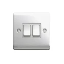 Designa 22S522 2 Gang 2 Way 10AX Plate Switch Polish Chrome with White Insert