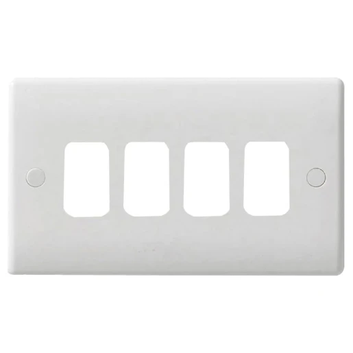 Designa 21FACE4MOD 2 Gang 4 Euro Module Grid Plate White