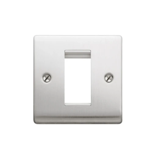 Designa 23FACE1MOD 1 Gang 1 Euro Module Grid Plate Satin Steel