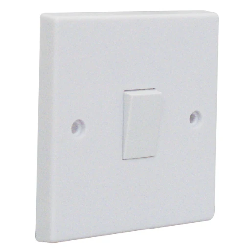 Essentials 1 Gang Intermediate 10AX White Plate Switch