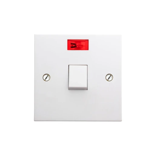 Essentials 20A 1 Gang Double Pole Switch White With Neon Indicator