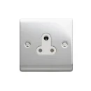 Designa 22S051UN 1 Gang 5A Unswitched Single Socket Polished Chrome with White Insert