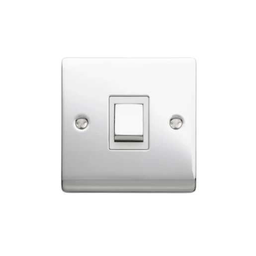 Designa 22S513 Plate Switch 1 Gang Intermediate 10AX Polished Chrome With White Insert