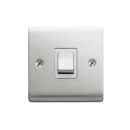 Designa 23S513 Plate Switch 1 Gang Intermediate 10AX - Satin Steel with White Insert