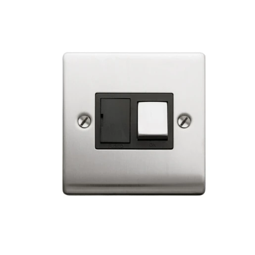 Designa 23SPU13B 1 Gang 13A Switched Fused Spur Connection Unit Satin Steel with Black Insert