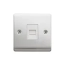 Designa 23SECTEL 1 Gang Secondary Telephone Socket Satin Steel with White Insert