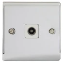 Designa 22TV1 Coaxial TV Socket 1 Gang Non-Isolated - Polished Chrome With White Insert