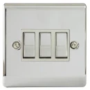 Designa 22S532 Plate Switch - 3 Gang 2 Way 10AX Polish Chrome with White Insert