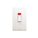 Designa 21S502L 2 Gang 50A Double Pole Switch White with Neon