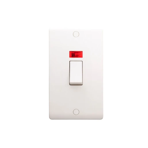 Designa 21S502L 2 Gang 50A Double Pole Switch White with Neon