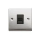 Designa 23MASTELB Master Telephone Socket 1 Gang - Satin Steel with Black Insert