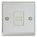 Designa 22MASTEL Master Telephone Socket 1 Gang - Polished Chrome with White Insert