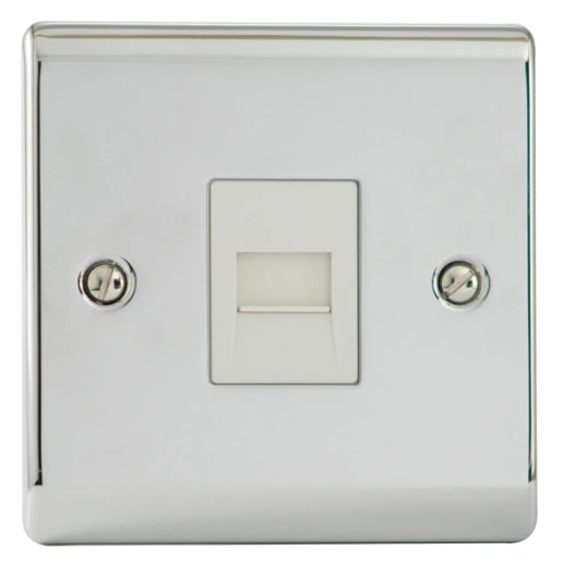 Designa 22MASTEL Master Telephone Socket 1 Gang - Polished Chrome with White Insert