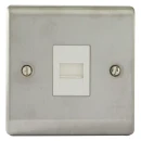 Designa 23MASTEL 1 Gang Master Telephone Socket Satin Steel with White Insert