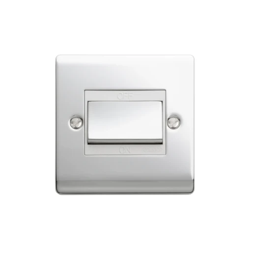 Designa 22S5FS Fan Isolator Switch 1 Gang Triple Pole - Polished Chrome With White Insert
