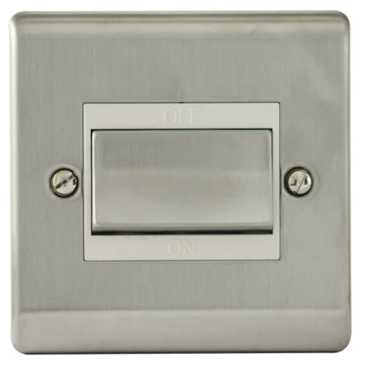 Designa 23S5FS 1 Gang Triple Pole Fan Isolator Switch Satin Steel With White Insert