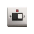 Designa 23SPU13LB 1 Gang 13A Switched Fused Spur Connection Unit Satin Steel with Black insert and Neon