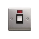 Designa 23S20LB 20A 1 Gang Double Pole Switch Satin Steel With Black Insert With Neon
