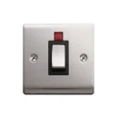Designa 23S451LB 1 Gang 45A Double Pole Switch Satin Steel with Black Insert and Neon