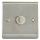Designa 23DIM4001 1 Gang 2 Way 400W Push Dimmer Switch Satin Steel