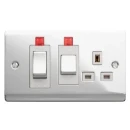 Designa 21CC45SS1L 45A Double Pole Switched Cooker Control Unit White with Neon