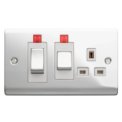 Designa 21CC45SS1L 45A Double Pole Switched Cooker Control Unit White with Neon